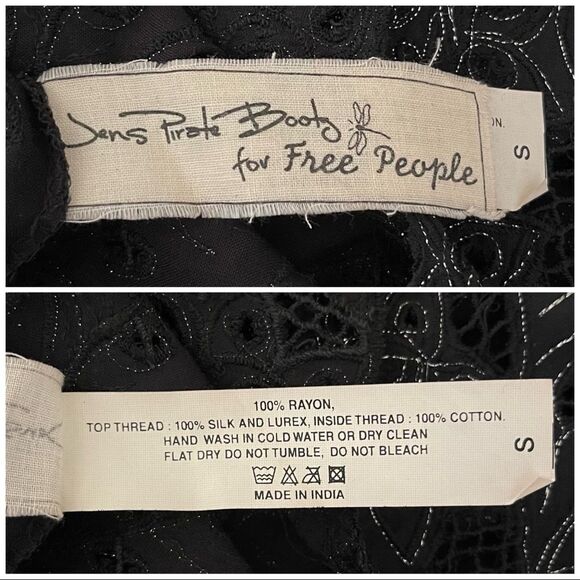 Jen’s Pirate Booty X Free People black metallic Lace mini dress sz Small - Picture 4 of 4